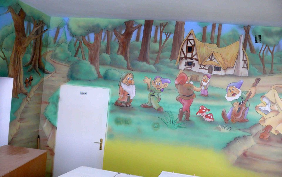 Ciekawy pomysł na sciane w przedszkolu, jak pomalowac sciany w przedszkolu, mural 3D