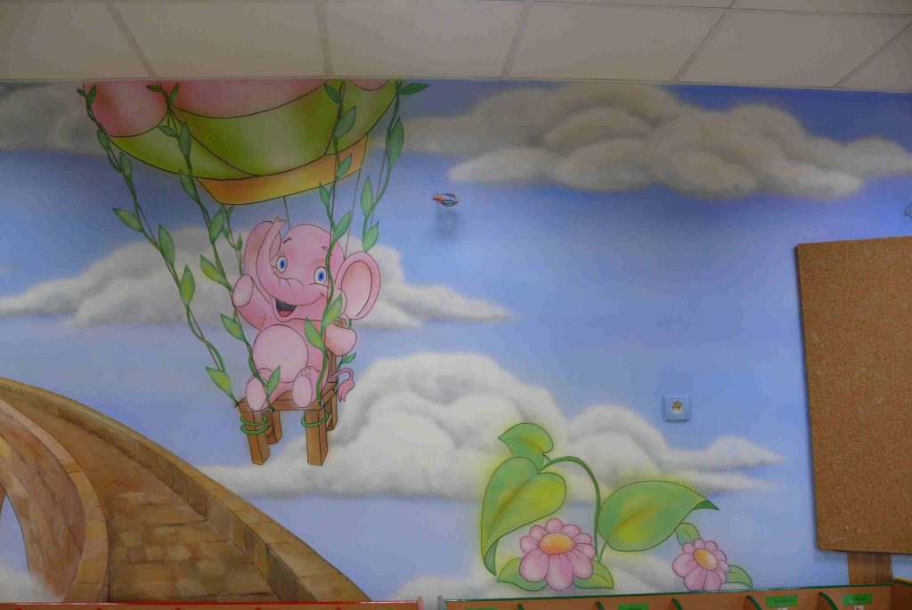 Artystyczne malowanie ścian, mural 3D dla dzieci w przedszkolu