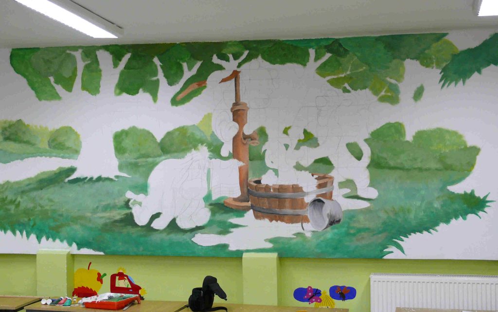 Malowanie sali przedszkolnej, mural 3D dla dzieci