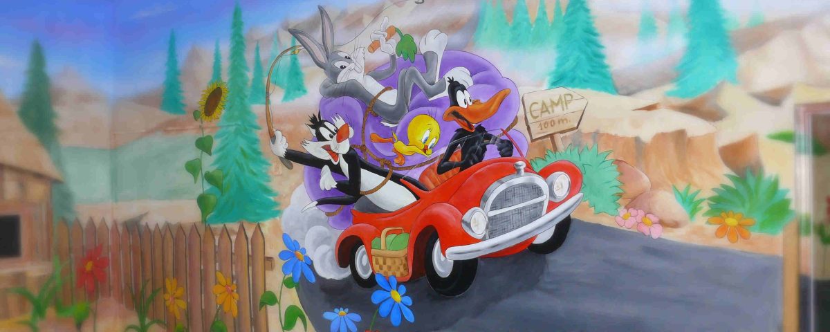 Artystyczne malowanie ściany w przedszkolu, bajkowy mural 3D