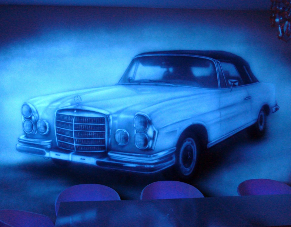 Malowanie obrazu farbami UV, mural w ultrafiolecie