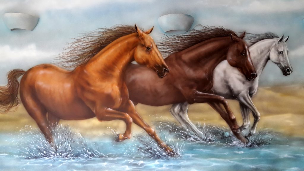 Malowanie konie w galopie,