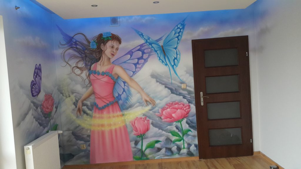 Malowanie w pokoju dziewczynki, malowanie księżniczki na ścianie, pokój dziewczynki inspiracje