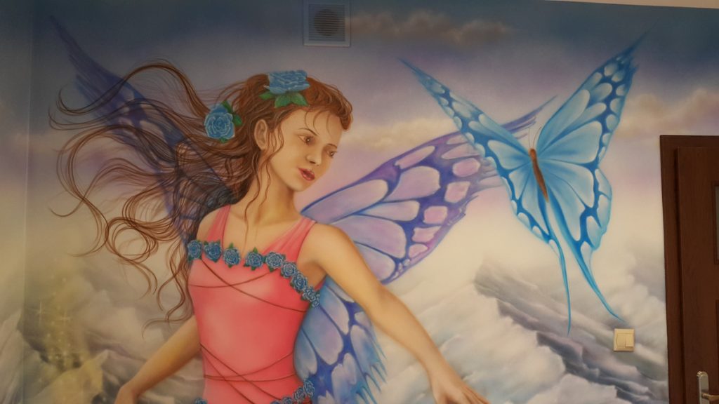 Malowanie pokoju dziewczynki, mural w pokoju nastolatki, malowanie pokoi dziecięcych