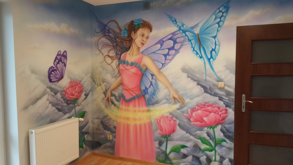 Malowanie w pokoju dziewczynki, mural w pokoju nastolatki, malowanie pokoi dziecięcych