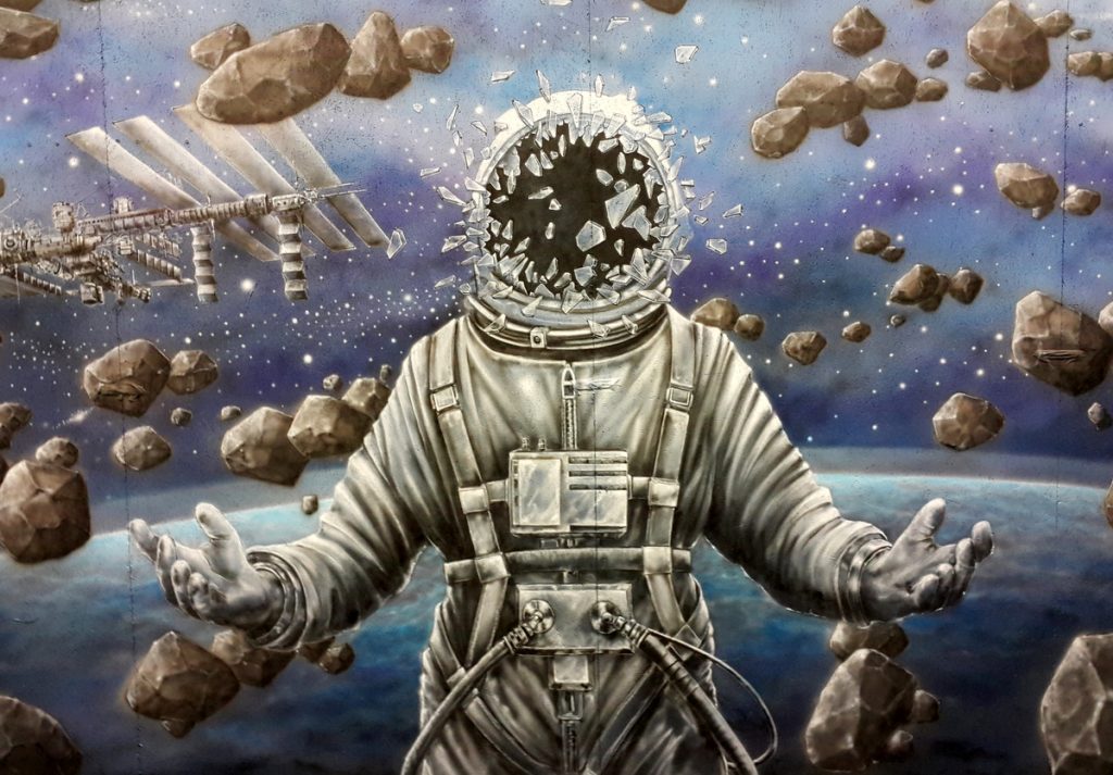 Pyrkon Festiwal Fantastyki 2018, malowanie astronauty, mural na pyrkonie