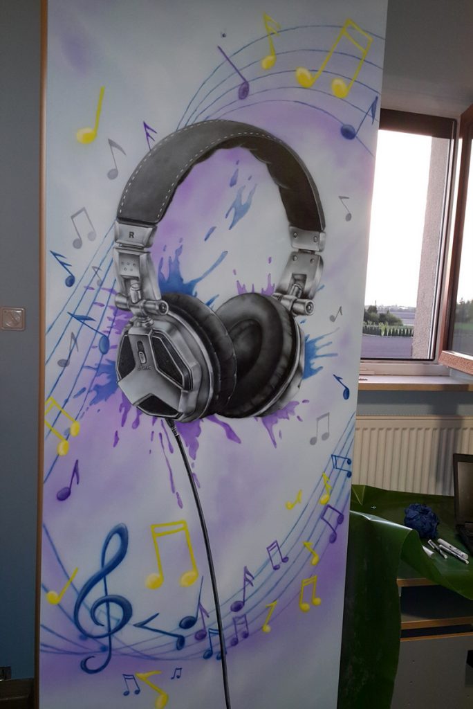 pokój młodzieżowy malowanie, mural w pokoju młodzieżowym