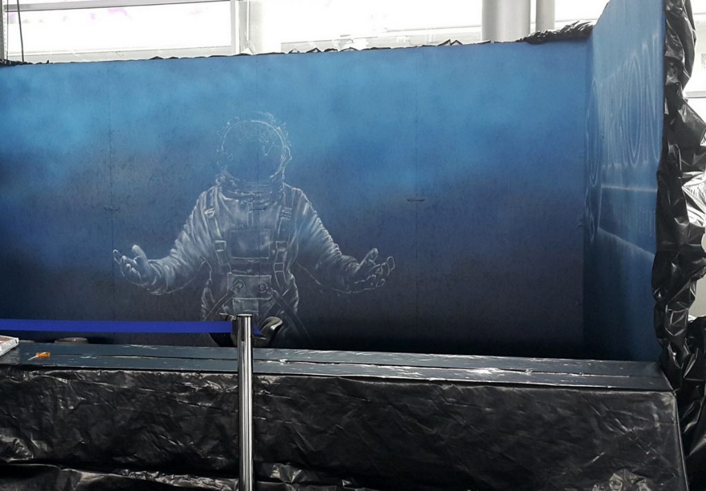 Pyrkon Festiwal Fantastyki 2018, malowanie astronauty, mural na pyrkonie