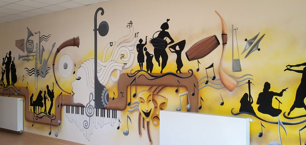 Mural w sali muzycznej, malowanie sali muzycznej