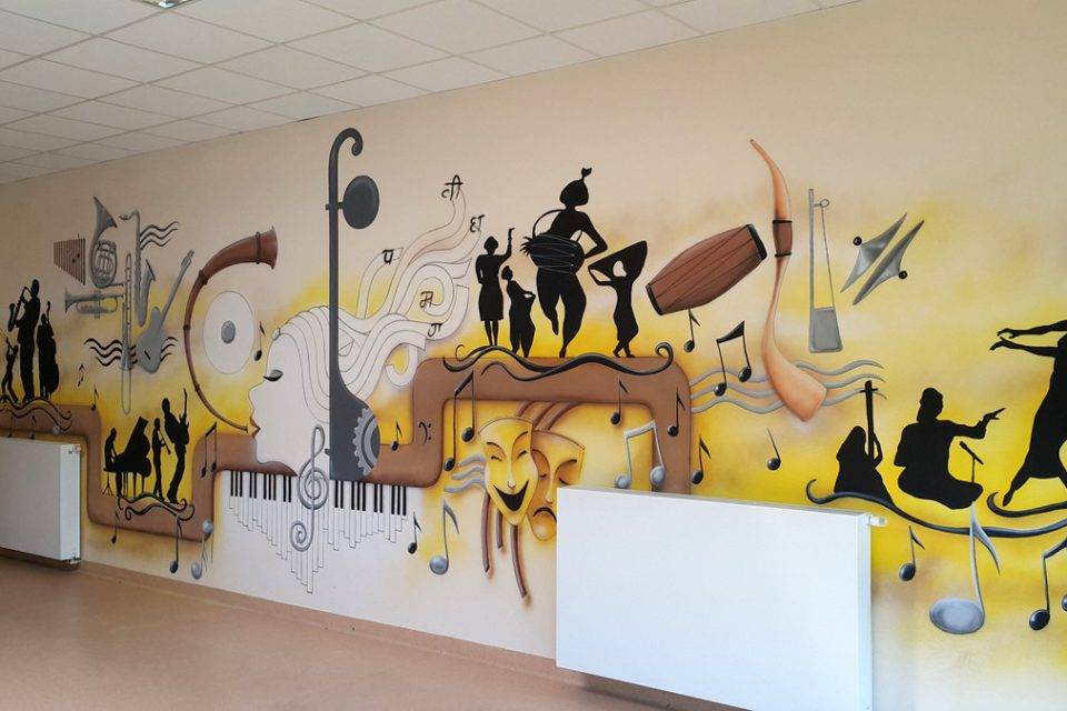 Mural w sali muzycznej, malowanie sali muzycznej