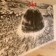 Akira, mural na ścianie w salonie, grafika czarno biała,