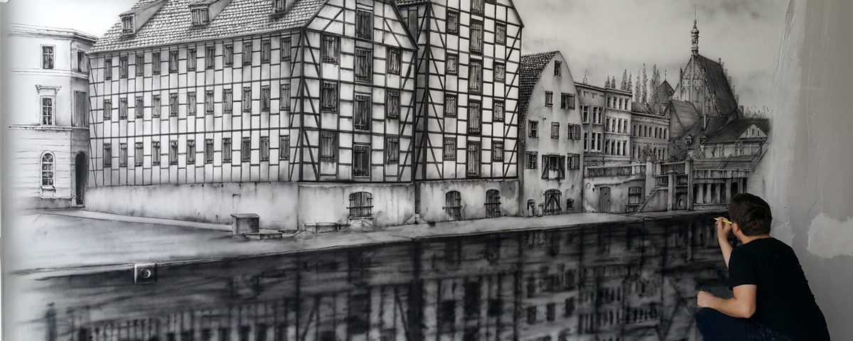 Malowanie chillout room, mural w Bydgoszczy, obraz monochromatyczny w biurze
