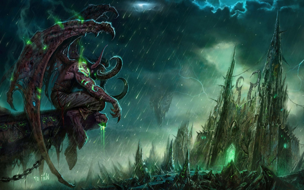 Malowanie dużego obrazu olejnego, postać Lilidana z gry Warcraft, duże obrazy olejne