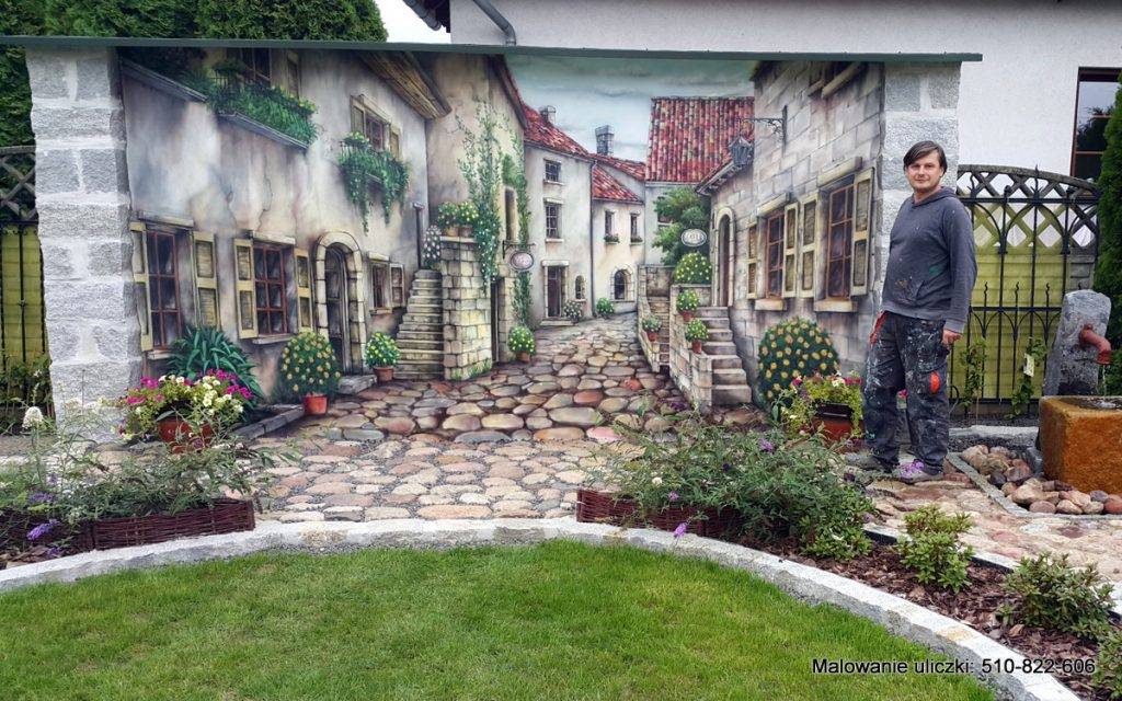 Malowanie włoskiej uliczki, mural w ogrodzie, malowanie ścian