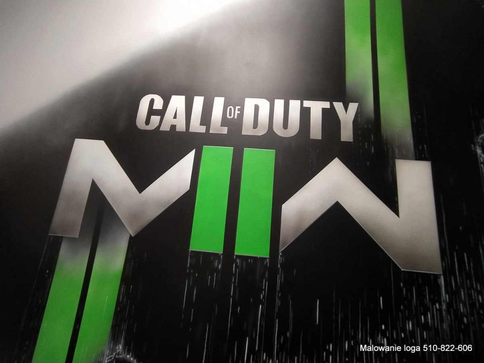 Mural w biurze, malowanie logo Call of Duty