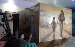 Jak pomalować tira, krok po kroku airbrush artystyczne malowanie ciężarówki w motyw podróżniczy