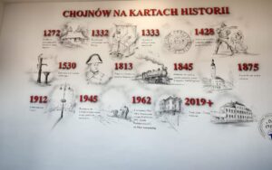 Mural w szkole w Chojnowie Mural historyczny namalowany na szkolnym korytarzu, historia regionu Chojnów