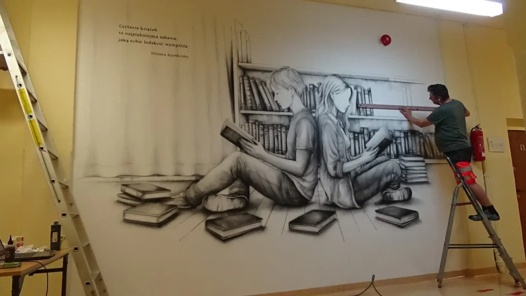 Mural w Chojnowie, promocja czytelnictwa i edukacji