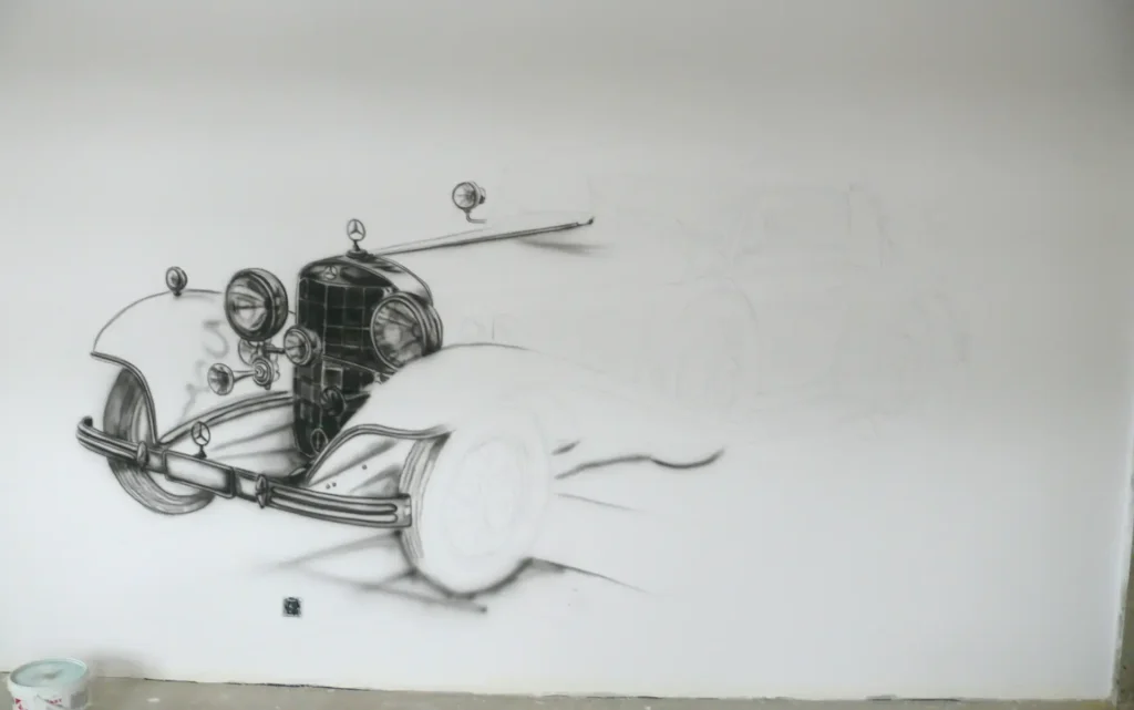 mural motoryzacyjny retro