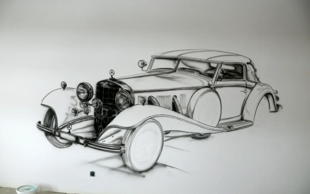 mural motoryzacyjny retro